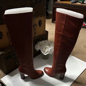 Sam Edelman Rich Orange/Brown Over the Knee Leather Boots